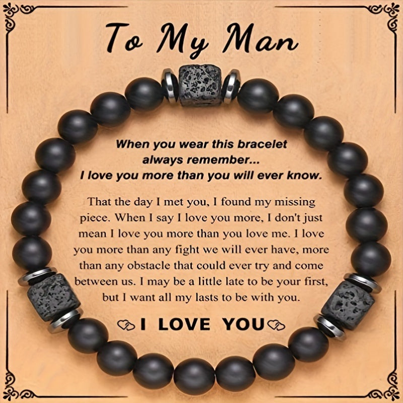 Adjustable Beaded Bracelet for Men Fashionable Stretch Band Ideal Gift