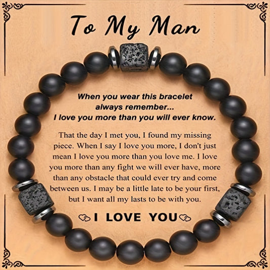 Adjustable Beaded Bracelet for Men Fashionable Stretch Band Ideal Gift