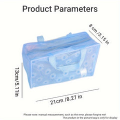 Flower Print Travel Toiletry Bag with Zipper and Handle