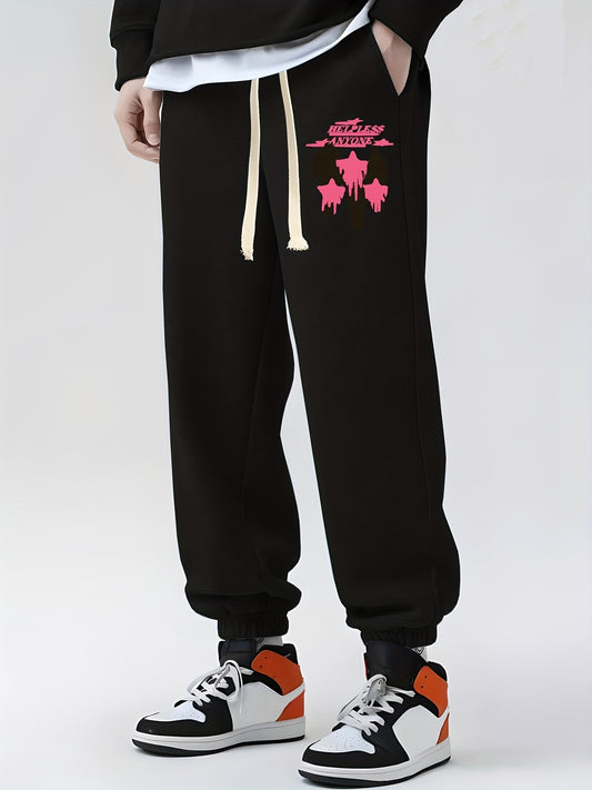 Men's Pattern Print Drawstring Sweatpants for Spring Summer