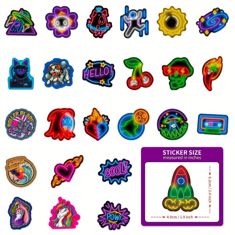 50pcs Neon Style Stickers DIY Creative Toys