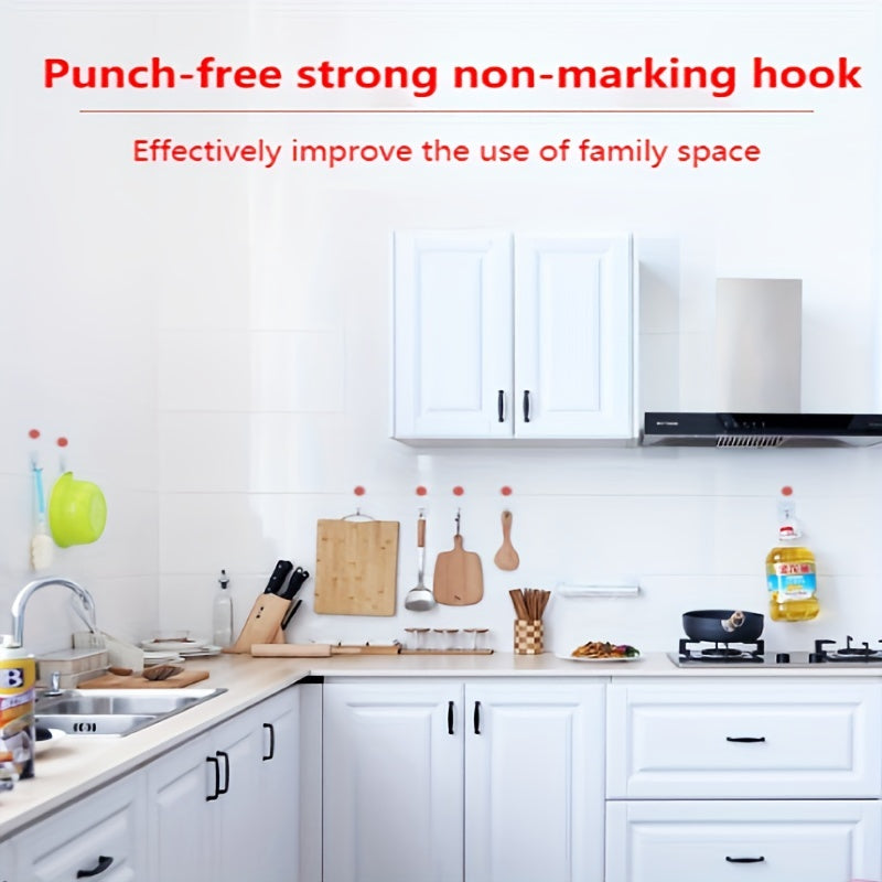 10-50pcs Punch Hook Strong Sticker Adhesive Bathroom Coat Transparent