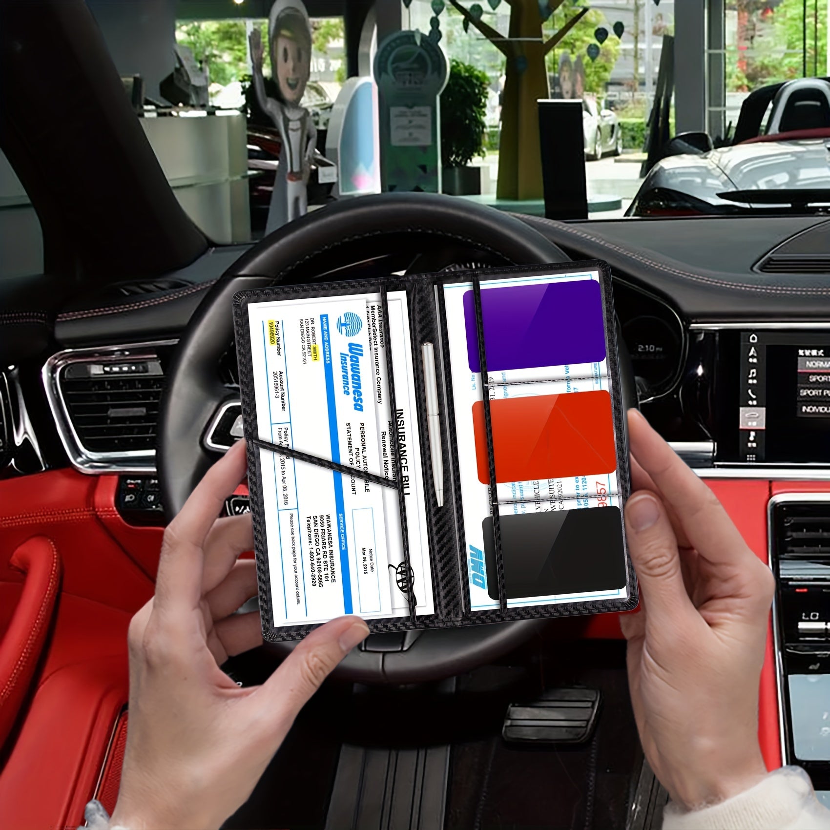 Car Registration And Insurance Holder Vehicle Glove Box Car Organizer