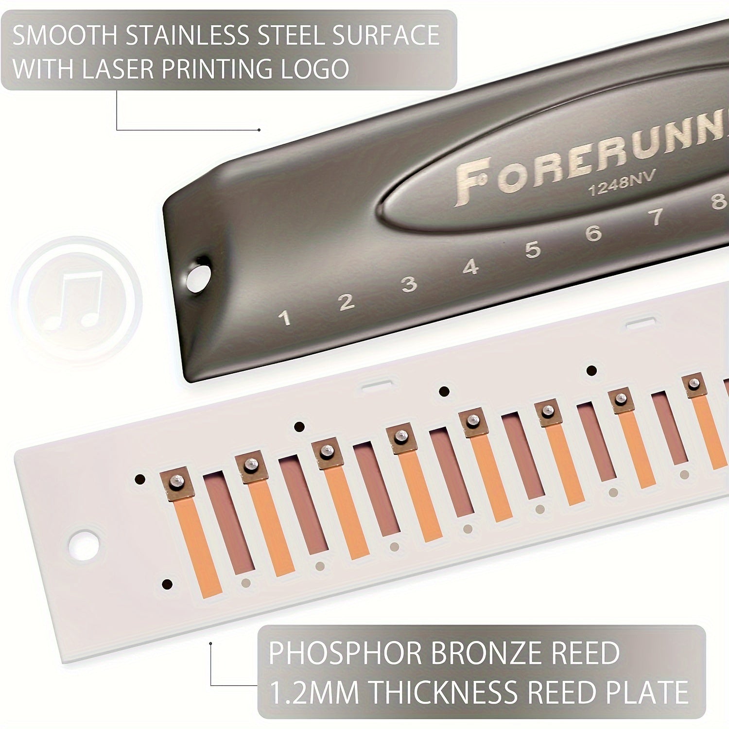 12 Hole Chromatic Harmonica Easy To Play And Carry