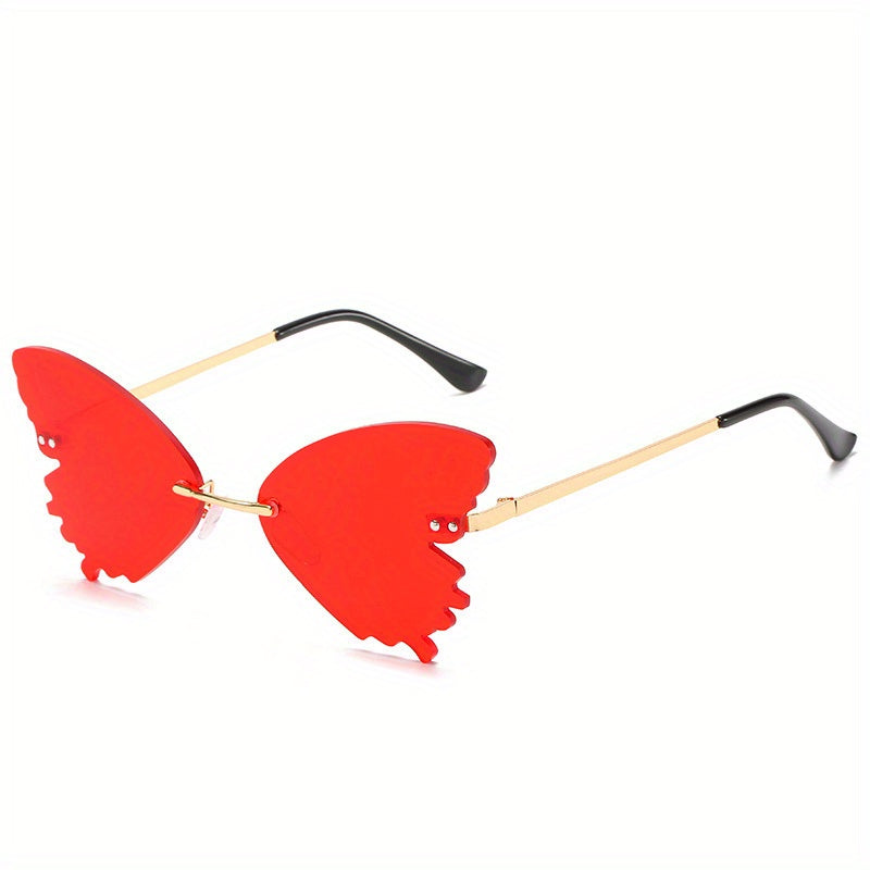Butterfly Rimless Sunglasses UV400 Tinted Rivet Glasses