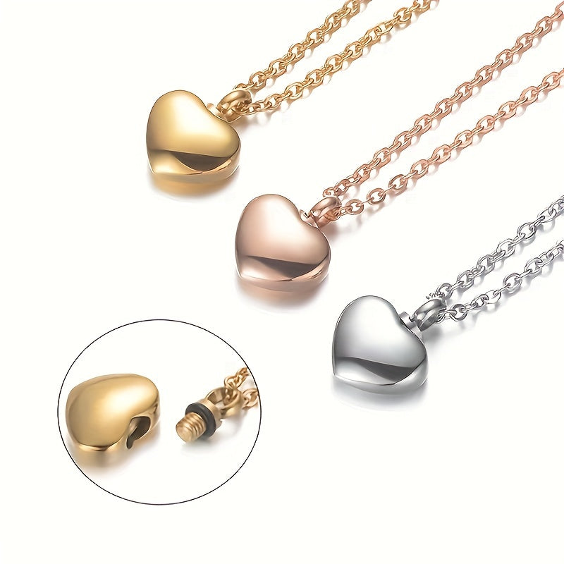 Heart Locket Urn Necklace Stainless Steel Cremation Jewelry for Women