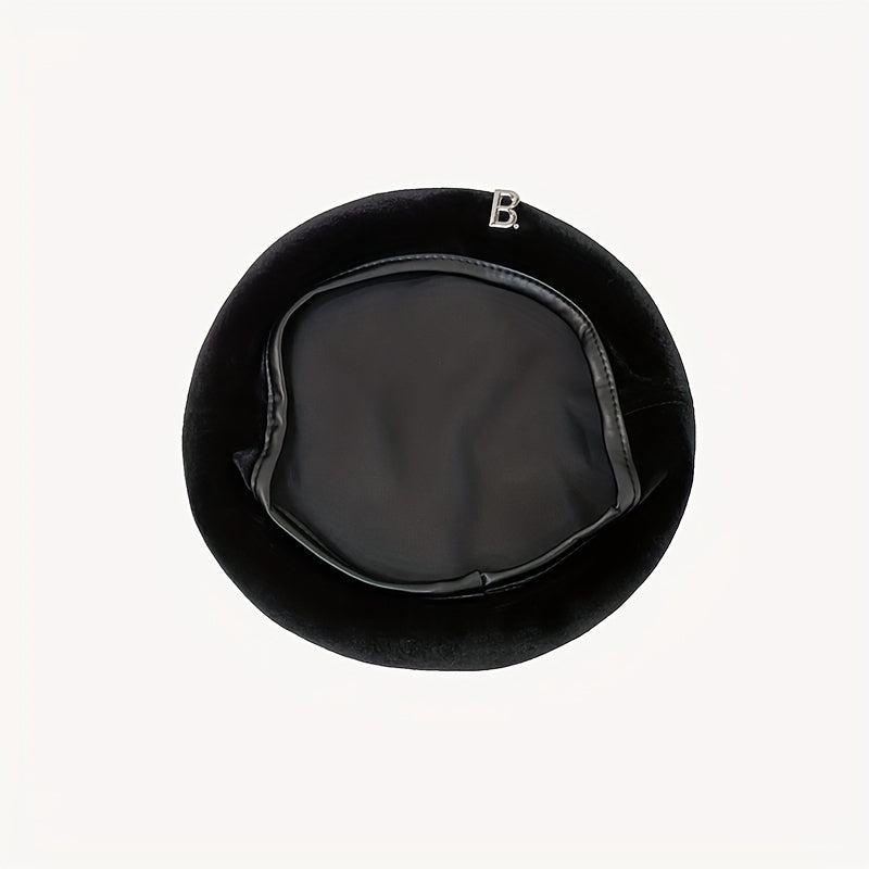 Vintage Velvet Beret Cap Classic Octagonal Hat for Women