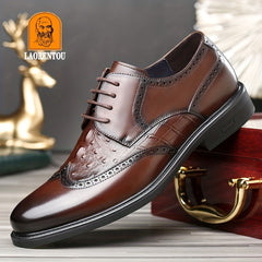 LAORENTOU Men's Brogue Leather Dress Shoes Lightweight Formal Shoes