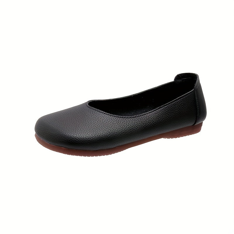 Women's Classic Flat Shoes Faux Leather Slip On Lightweight & Comfortable