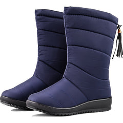 Women's Winter Waterproof Lightweight Snow Boots Tassel Non Slip Mid Calf Boots