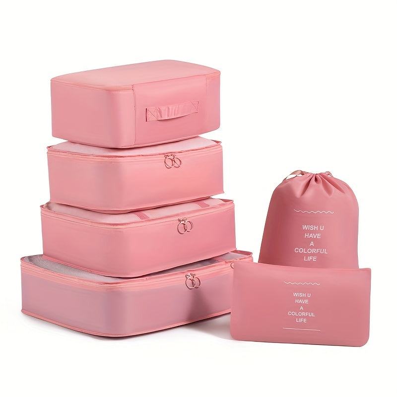 6pcs Lightweight Packing Cubes Clothing Shoes Storage Bag