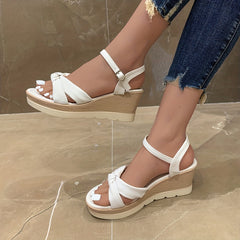 Women's Wedge Sandals Twist Knot Ankle Strap Heels Summer Sandals