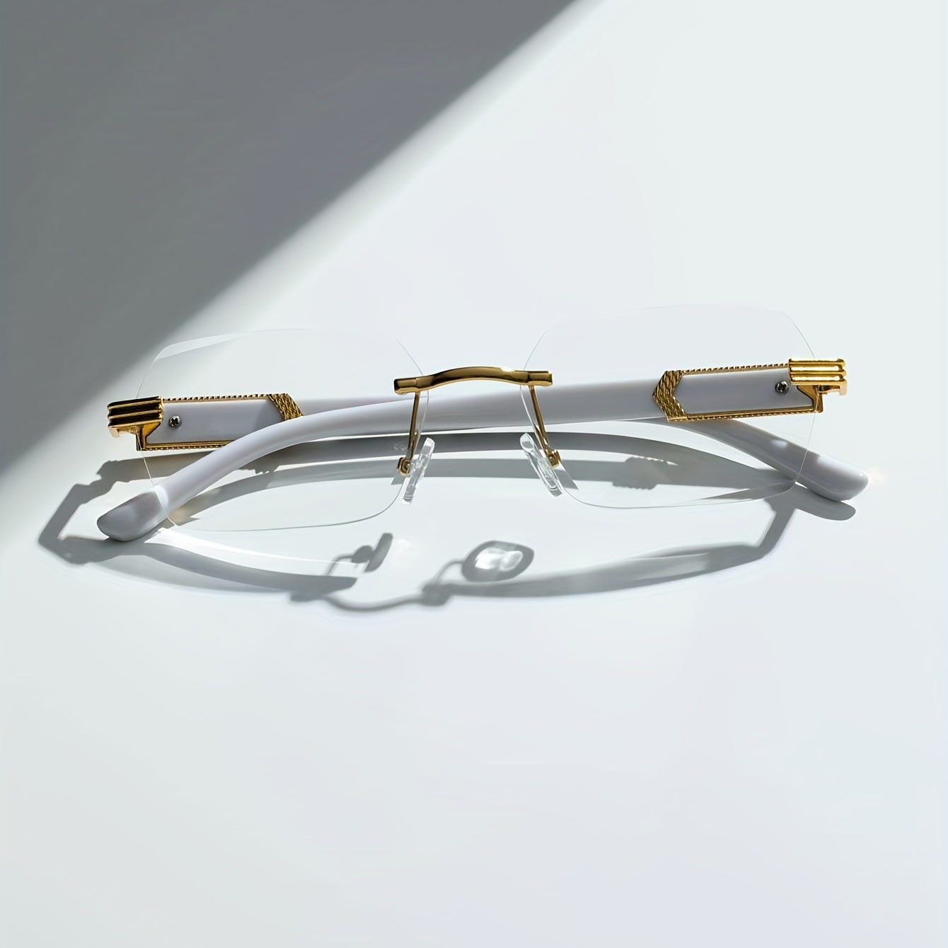 Rectangle Lens Glasses Metal Hinge Graphic Temple Casual Outdoor Eyewear
