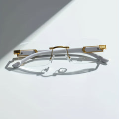 Rectangle Lens Glasses Metal Hinge Graphic Temple Casual Outdoor Eyewear