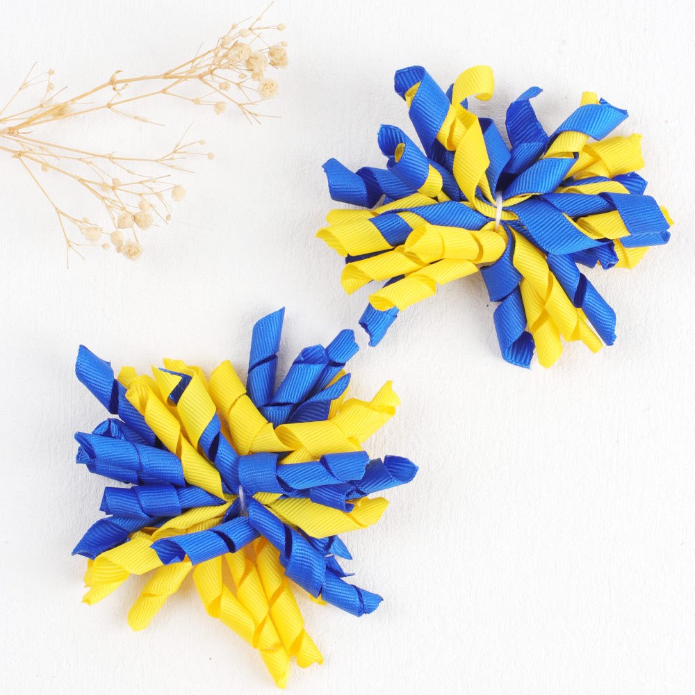 2pcs Baby Girl Curly Hair Ribbon Hair Bun Clip Christmas Firework Hair Clip