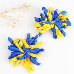 2pcs Baby Girl Curly Hair Ribbon Hair Bun Clip Christmas Firework Hair Clip