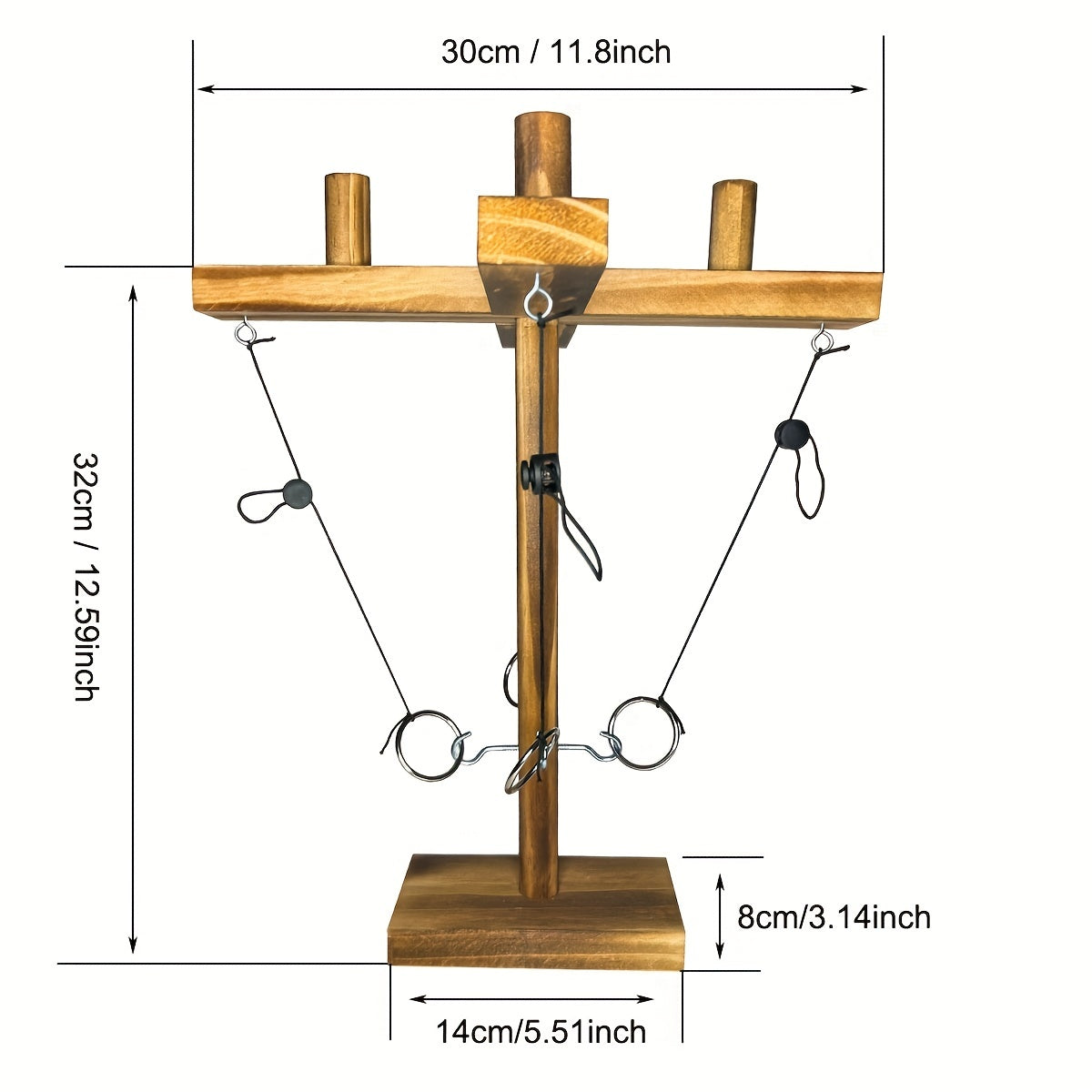 Wooden Ring Toss Game Set with Shot Ladder & Adjustable String