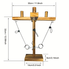 Wooden Ring Toss Game Set with Shot Ladder & Adjustable String