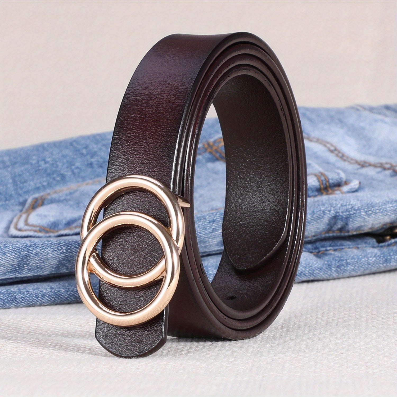  Double O Ring Buckle Belt for Women