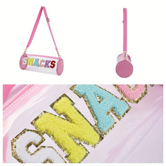 Waterproof Letter Embroidery Crossbody Bag PVC Toiletry Bag