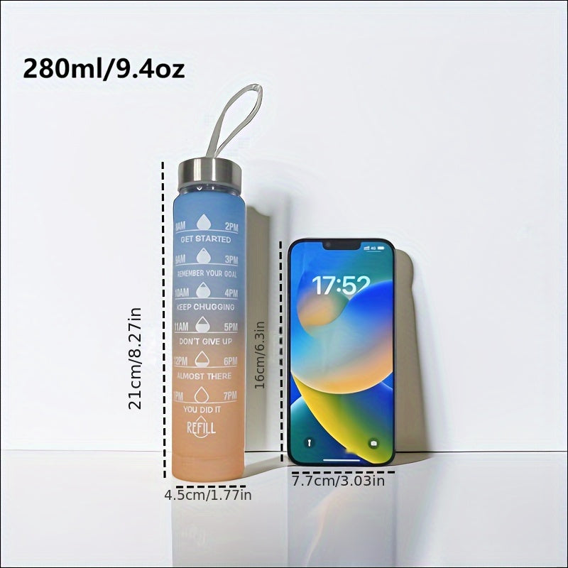 Leakproof Gradient Water Bottle with Time Mark and Straw BPA-Free