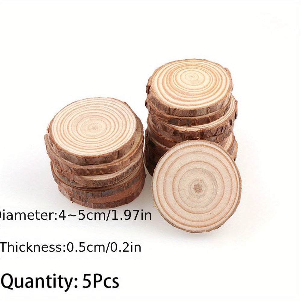 3 Thick Pine Wood Slices Circles With Tree Bark Log Discs DIY Crafts