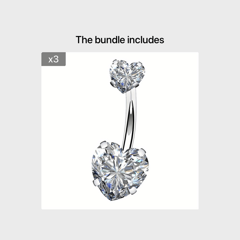 Colorful Zircon Belly Button Ring Stainless Steel Piercing Jewelry