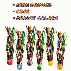 Colorful Elastic Balls with Gold Ribbons for Parent Interaction