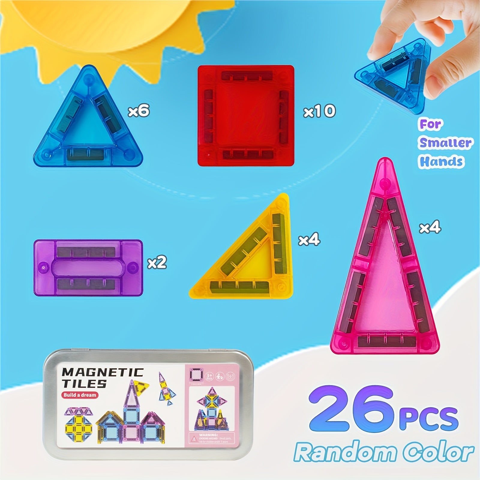 57pcs Mini Magnetic Building Blocks Small Size Iron Box Creative Stacking Toy