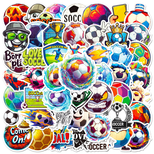 50pcs Vintage Soccer Ball Stickers for DIY Laptop Skateb