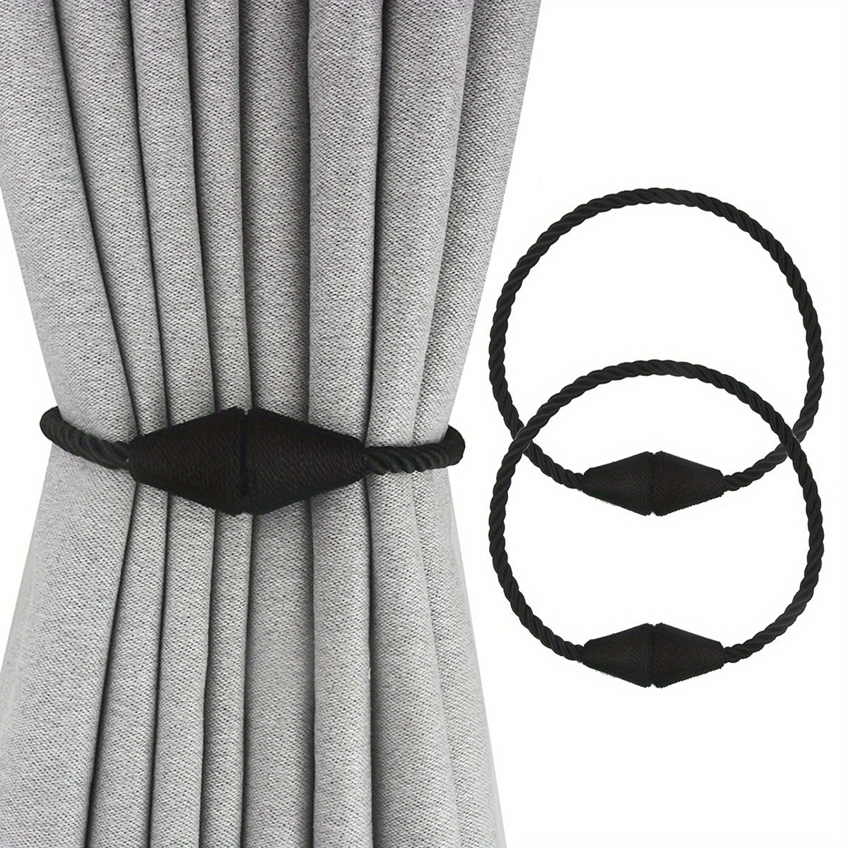 2pcs Magnetic Curtain Tiebacks Weave Holdbacks Easy to Use Stylish Home Decor