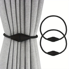 2pcs Magnetic Curtain Tiebacks Weave Holdbacks Easy to Use Stylish Home Decor