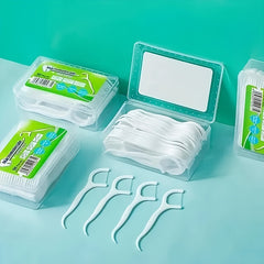 100pcs 2 Boxes Polymer Floss Toothpicks Dental Floss Sticks Dental Cleaning