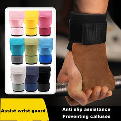 Strength Training Cowhide Palm Guard Weightlifting Wrist Guard Gloves