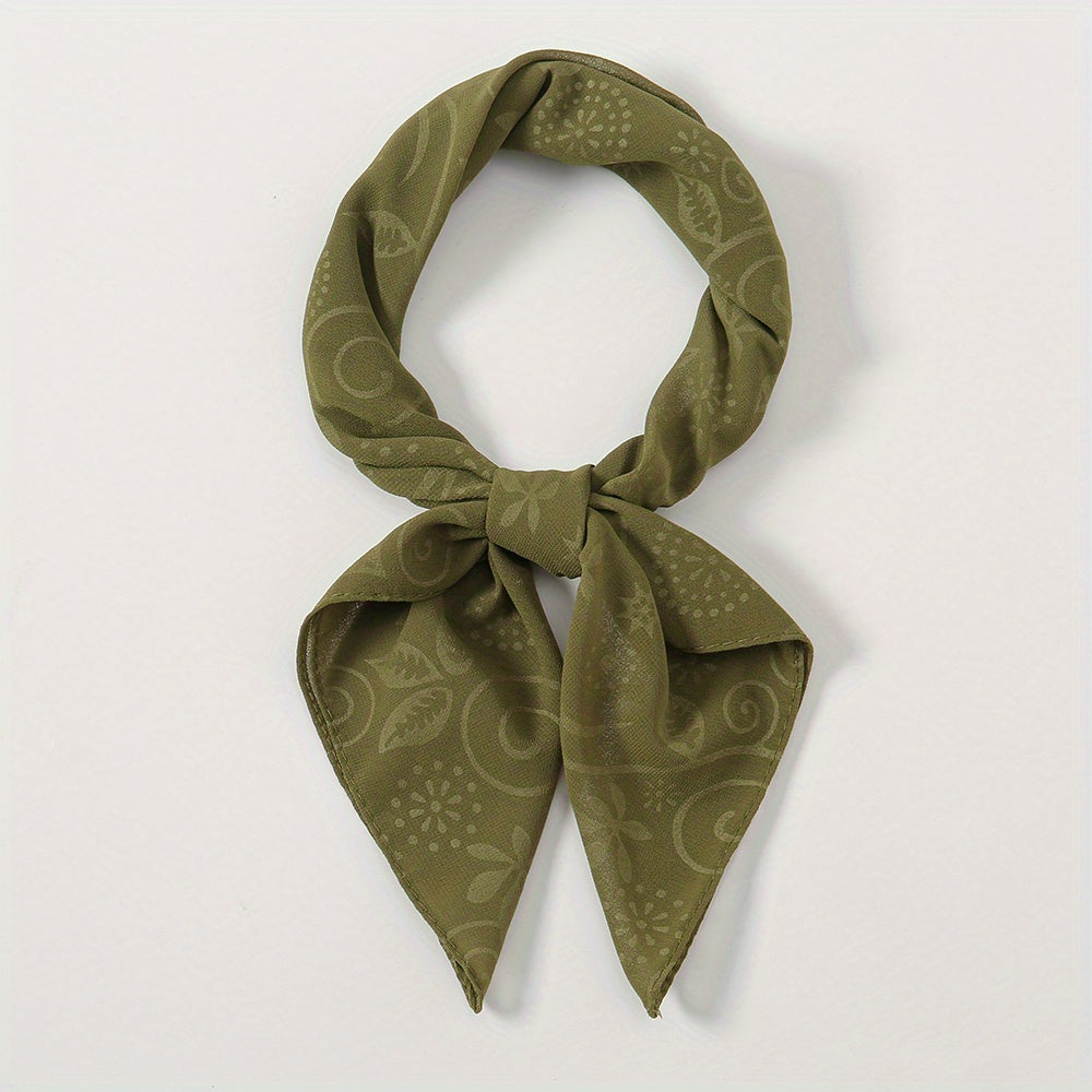 Embossed Chiffon Square Scarf Solid Bandana Head Wrap Neckerchief