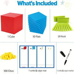 136pc Base Ten Blocks & Activities Set for Math Education