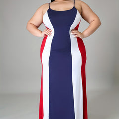  Colorblock Stretch Maxi Cami Dress