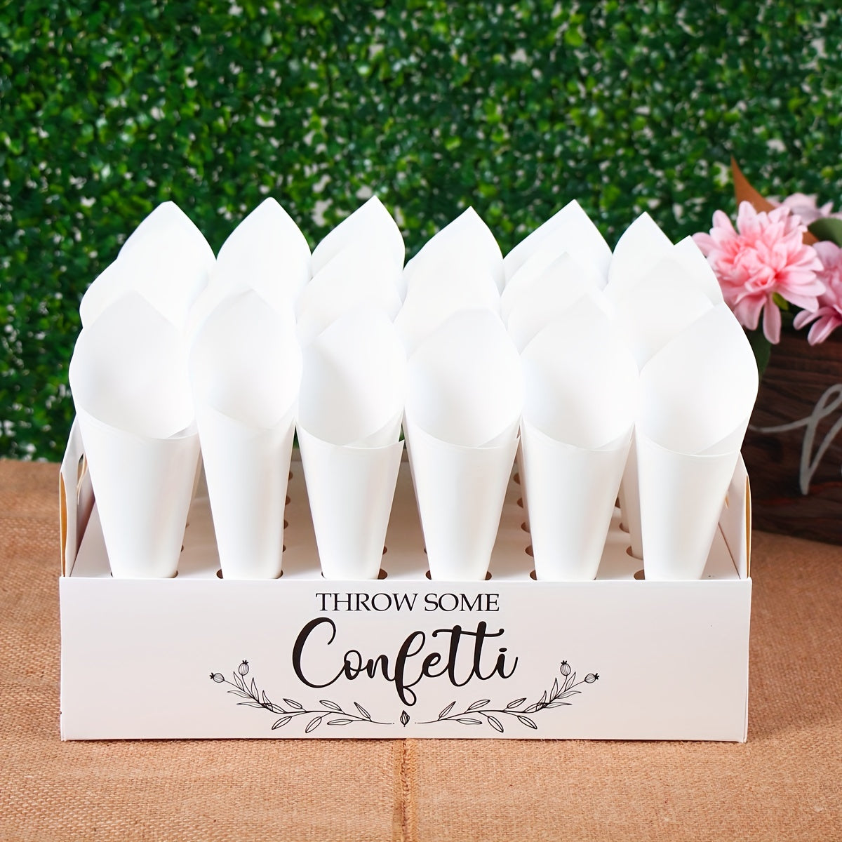 Rustic Wedding Paper Cone Holder Box Confetti Tray