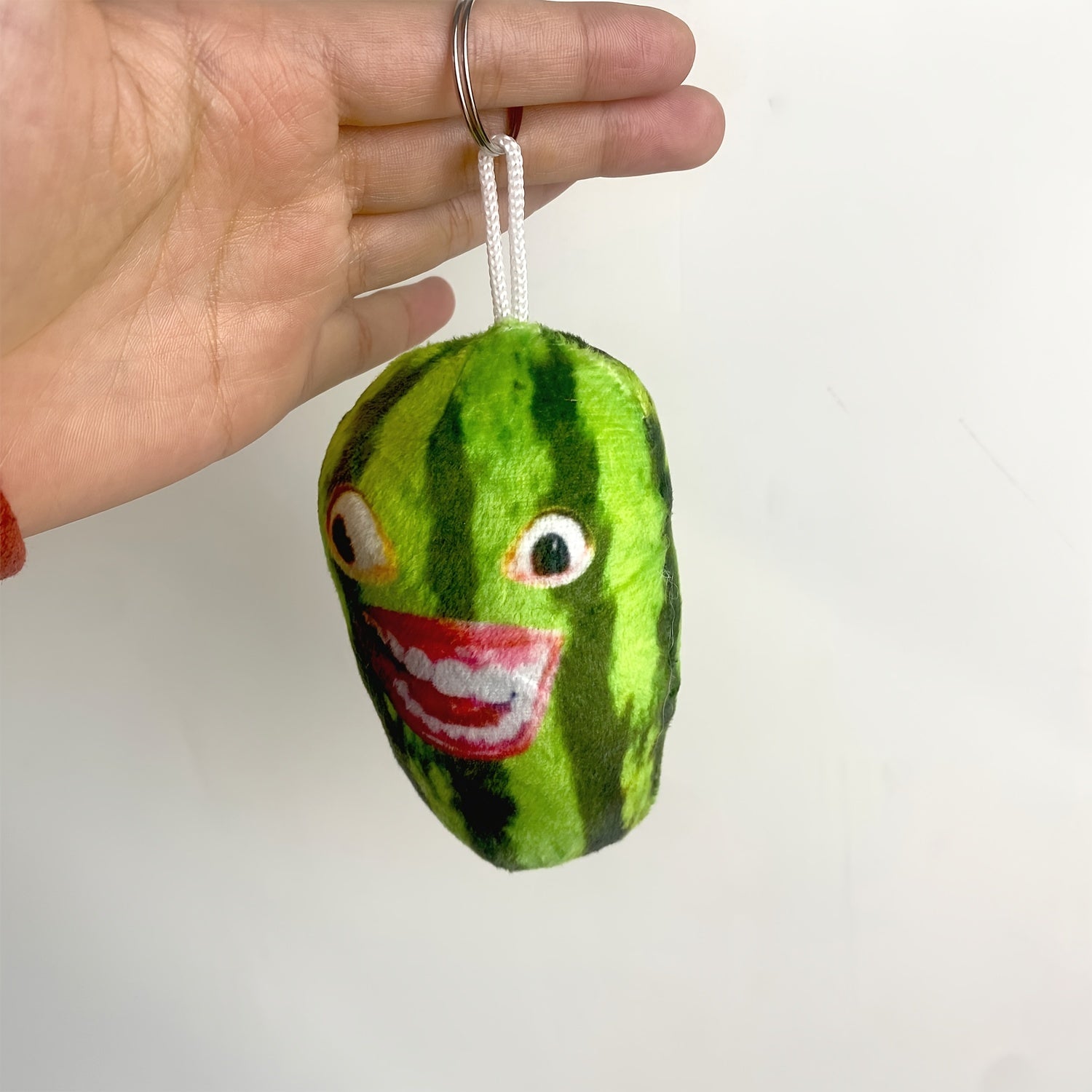Watermelon Strip Plush Face Keychain Funny Gift