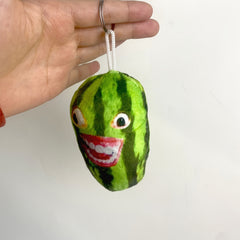 Watermelon Strip Plush Face Keychain Funny Gift