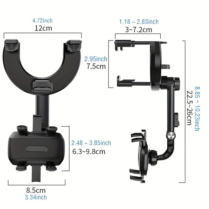 360 Rotatable Car Phone Mount - Perfect RearView Mirror View