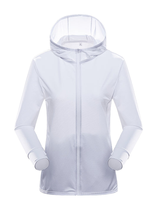 Women's UPF50 Protection Hooded Jacket Lightweight Full Zipper Long Sleeve