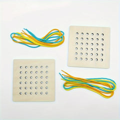 Colorful Wooden DIY Threading Board Educational Rope Toy
