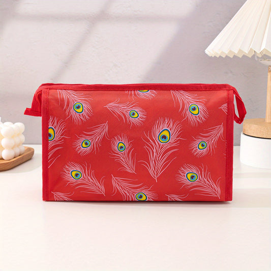 Feather Print Makeup Bag Waterproof Roomy Perfect for Travel