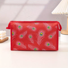 Feather Print Makeup Bag Waterproof Roomy Perfect for Travel