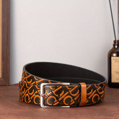 Men's Letter Style Single Jack Dress Belt Casual Alloy Buckle PU Belt