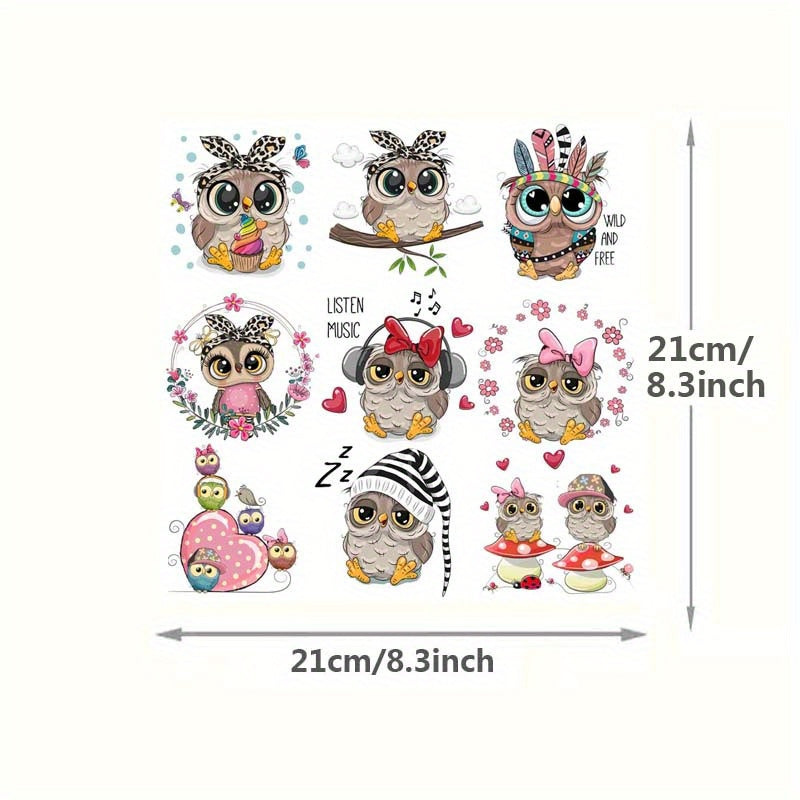 1pc Owl Animal Iron On Patches for DIY Heat Transfer Clothes TShirt