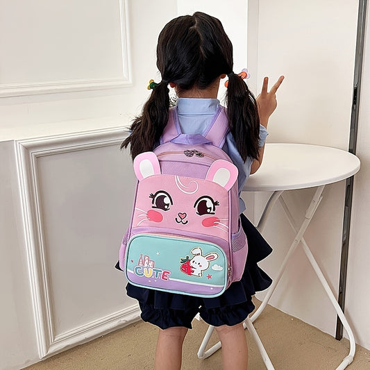 Kids Cartoon Rabbit Print Backpack Lightweight Large Capacity