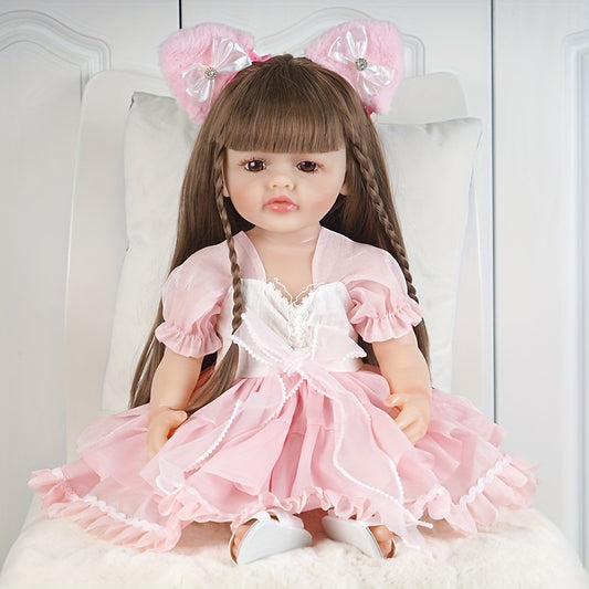 22" Simulative Doll Soft Glue Doll Water Bath Toy Wedding Dress Princess Doll