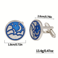 Round Map Cufflink For Men Shirt Cufflinks Wedding Suit